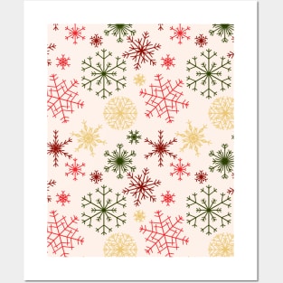 Falling Snowflakes - Gilded Traditions - Minimalist Colorful Holidays Posters and Art